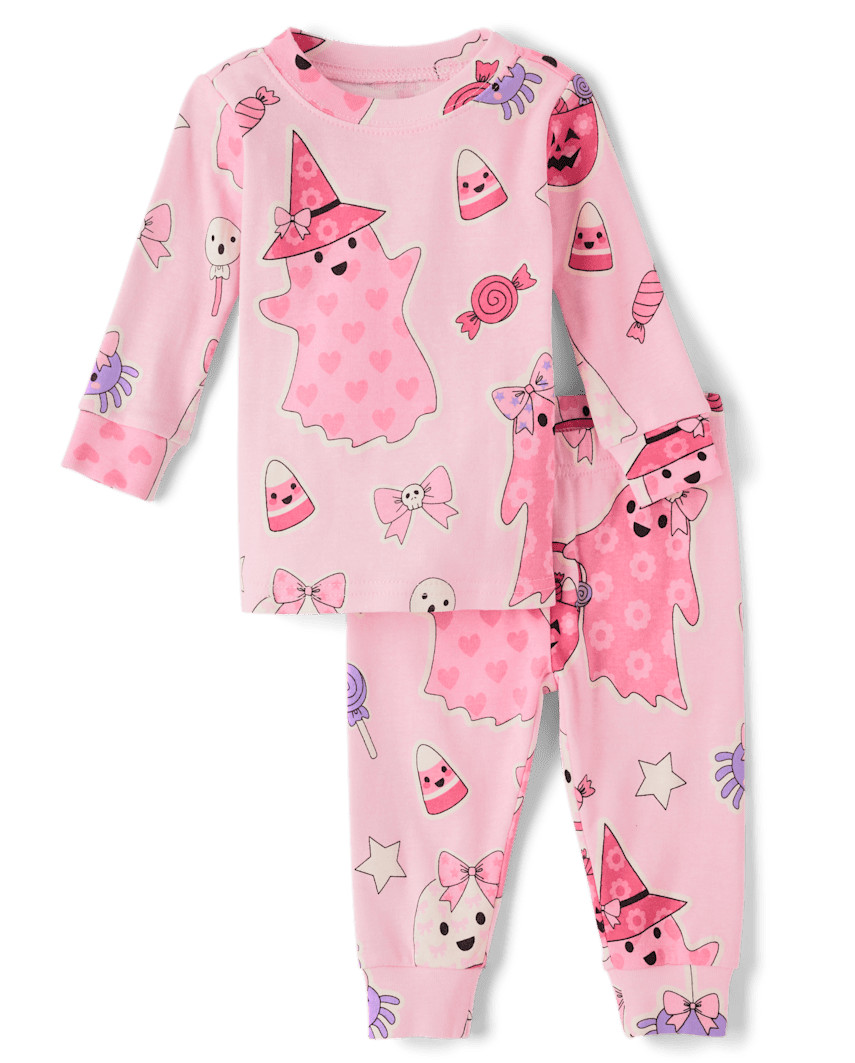 The Children's Place Baby And Toddler Girls Glow Ghost Snug Fit Cotton Pajamas  | Size 4T | Pink | The Children's Place