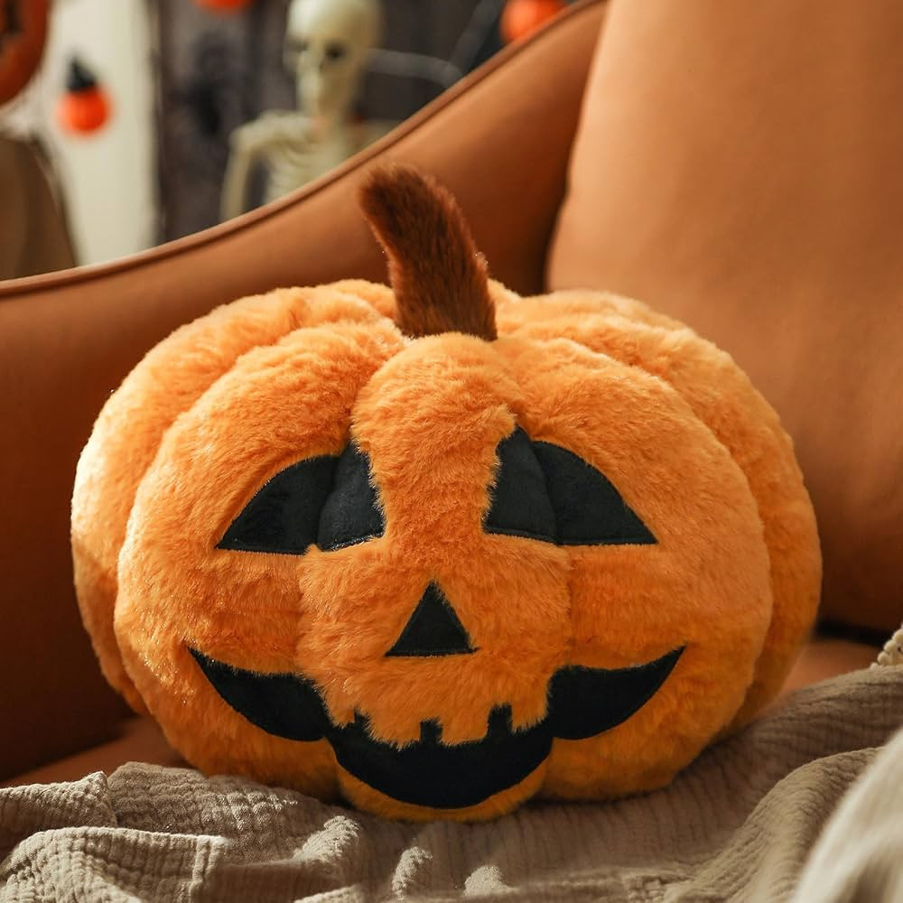 YRXRUS Cute Halloween Pillows, Ghost Pumpkin Shaped Throw Pillows, Halloween Decoration, Orange P... | Amazon (US)