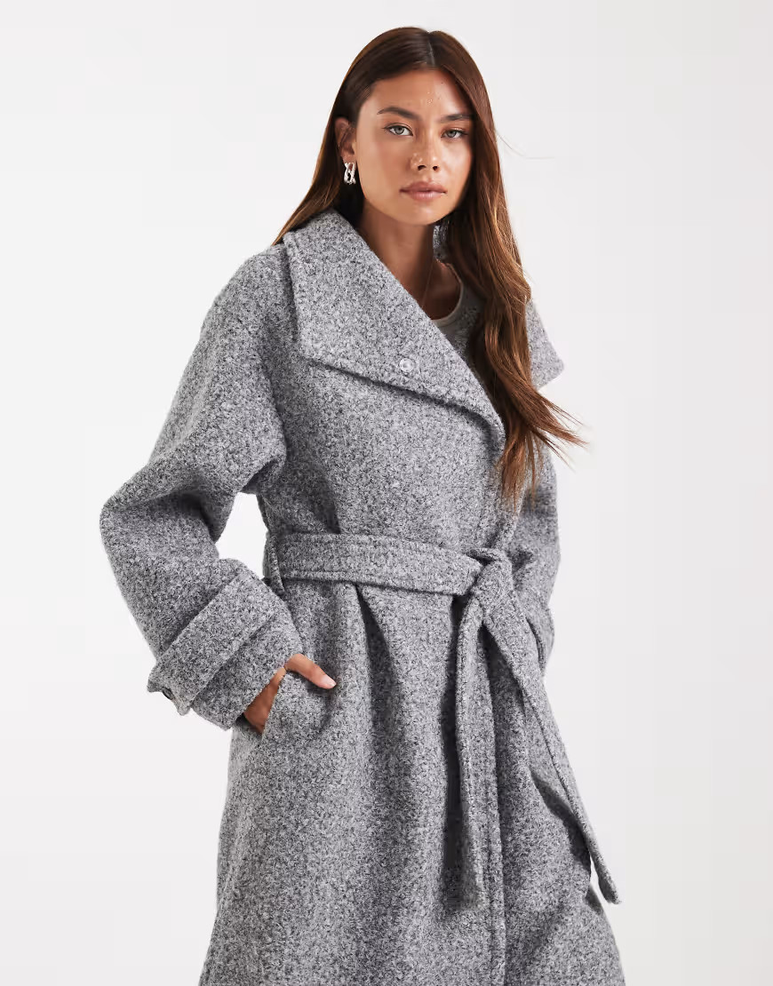 ASOS DESIGN cozy longline formal coat in gray | ASOS (Global)