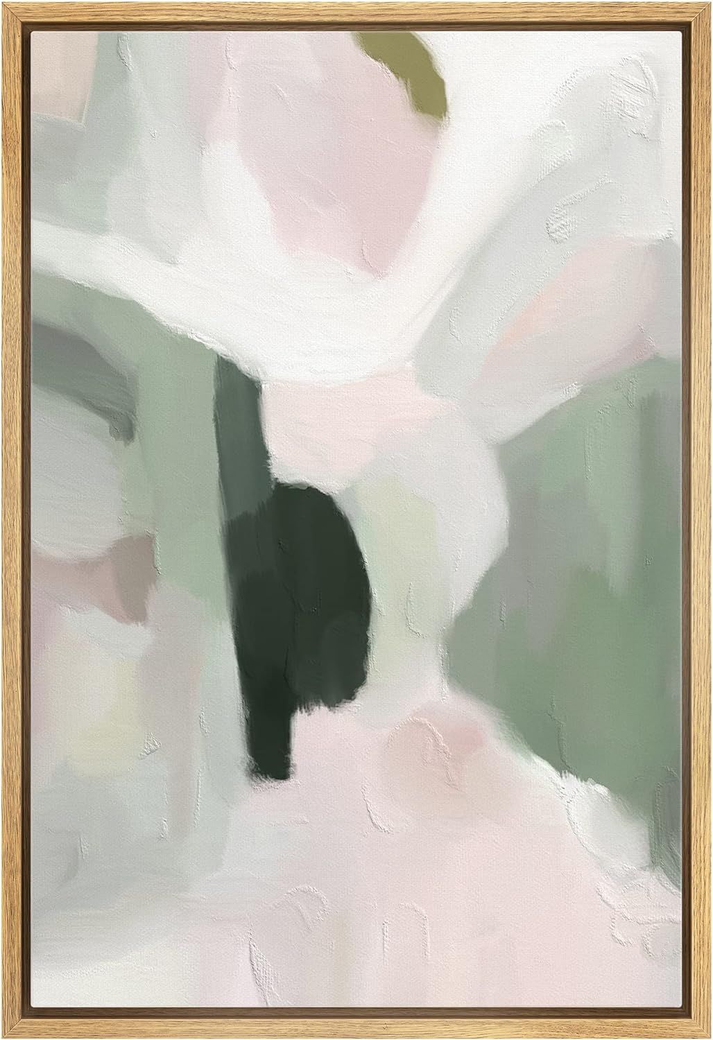 MUDECOR Framed Canvas Print Wall Art Green Pink Watercolor Paint Strokes Abstract Shape Illustrat... | Amazon (US)
