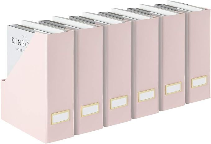 BLU MONACO Set of 6 Foldable Pink Cute Magazine Holders with Gold Label Holders - Stylish Magazin... | Amazon (US)