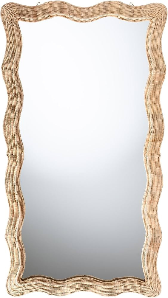 Bali & pari Hasana Natural Rattan Floor Mirror - Scalloped Frame Full Length Accent Mirror for Be... | Amazon (US)