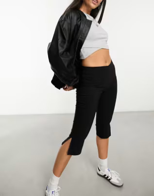 COLLUSION slim split hem capri pant in black | ASOS (Global)