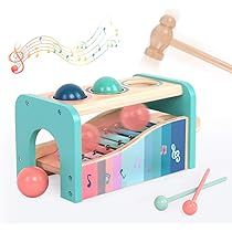 Enlitoys Wooden Pounding and Hammer Toy Pound A Ball Toy with Slide Out Xylophone Wooden Educational | Amazon (US)