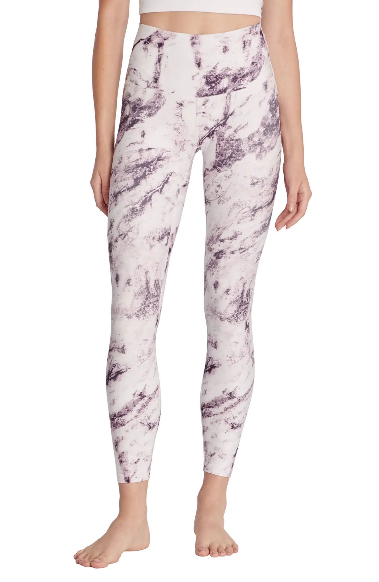 Wildfox Marble Print 7/8 Leggings in Purple Marble at Nordstrom, Size Small | Nordstrom