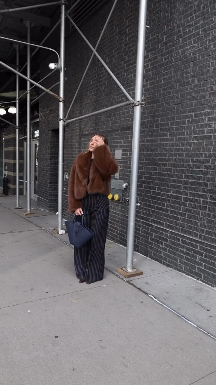 The Faux Fur & Pinstripe Mix, Luxe faux fur meets sharp navy pinstripes for the ultimate city chic. #FauxFur #StreetStyle #WinterOutfits 

 #LTKdayinmylife #LTKootd #LTKSaleAlert