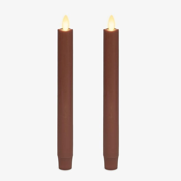 Luminara Set of 2 Moving Flame LED Taper (1x9.75), Flameless Candle, Melted Edge, Smooth Wax, Unscented (Adobe) | Amazon (US)