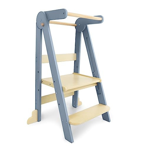 Nordi Foldable Toddler Kitchen Tower, Montessori Kitchen Stools Helper, Standing Tower with 3 Adjustable Heights, Suitable Age for 2-6 Years, Grey | Amazon (US)