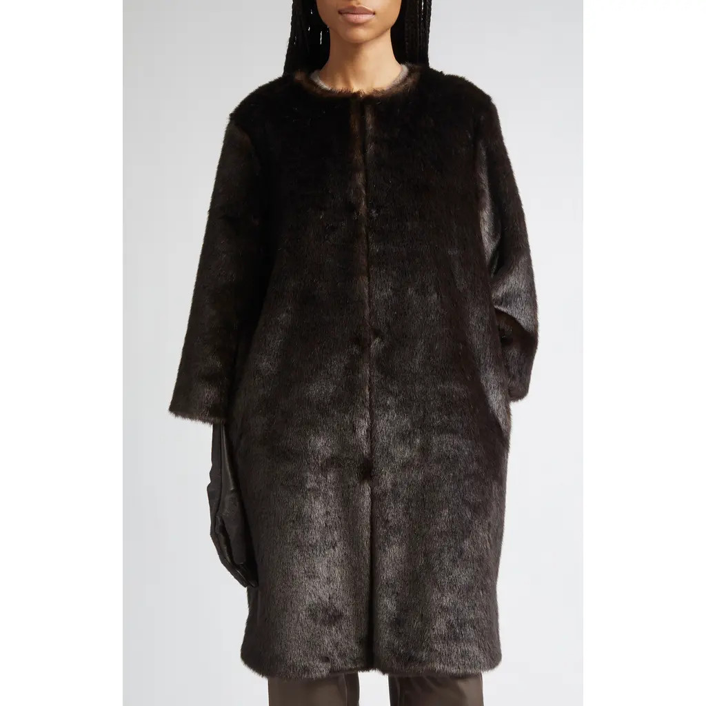 LOULOU DE SAISON Moore Faux Fur Long Coat in Grizzly at Nordstrom, Size 2 Us | Nordstrom