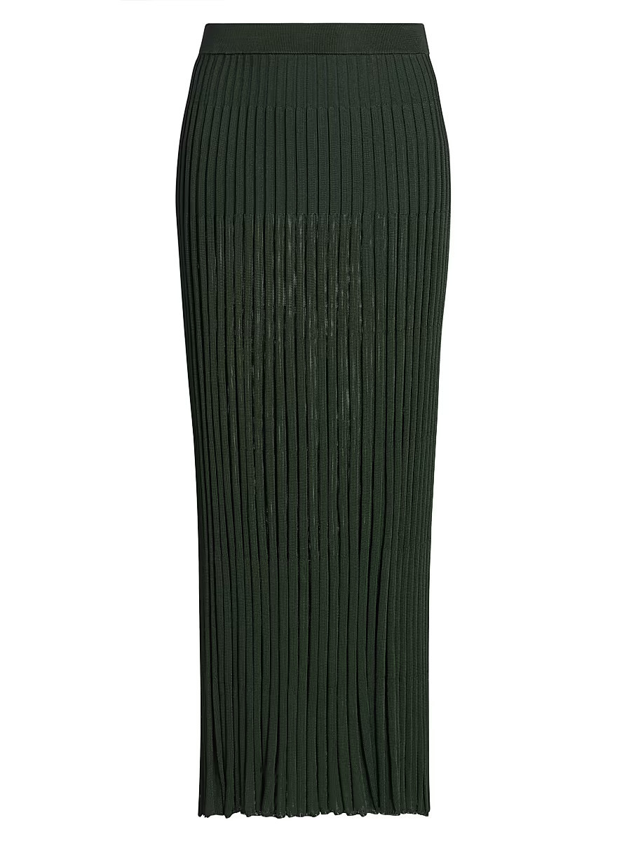 Women's Pleated Ribbed Midi-Skirt - Dark Green - Size 4 | Saks Fifth Avenue