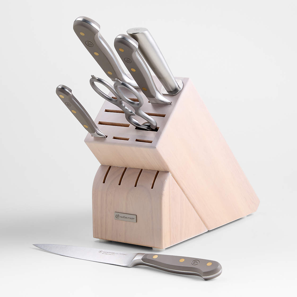Wusthof Classic Color Velvet Oyster Grey 7-Piece Knife Block Set + Reviews | Crate & Barrel | Crate & Barrel