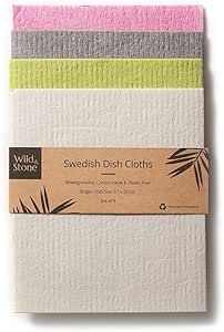 Wild & Stone | Swedish Dishcloth | Eco-Friendly Sponge Cloth | Biodegradable Kitchen Cloths Clean... | Amazon (UK)