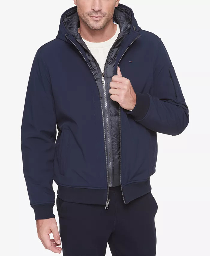 Soft-Shell Hooded Bomber Jacket with Bib | Macys (US)