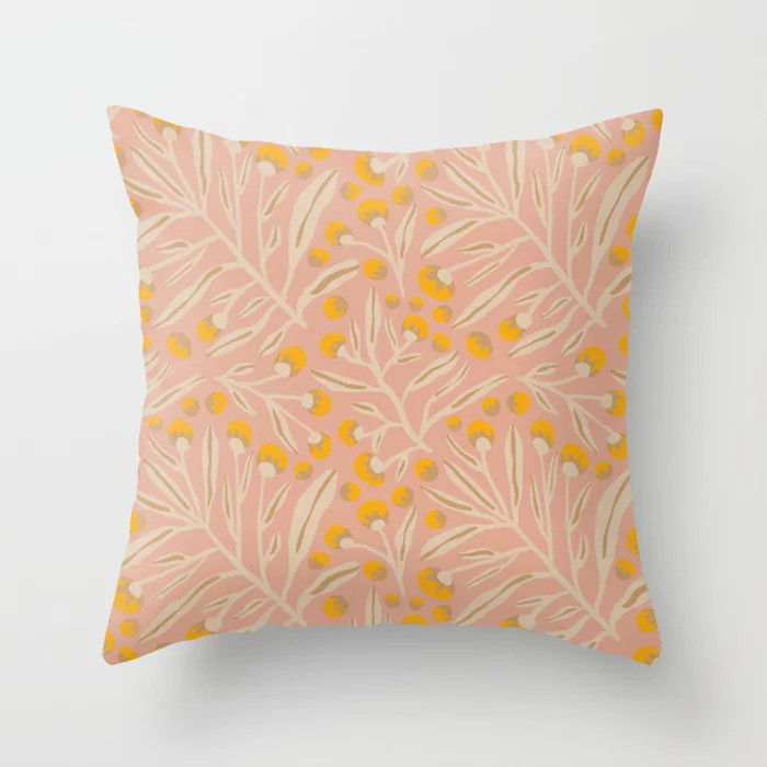 Berries / Peach & Yellow Throw Pillow | Society6