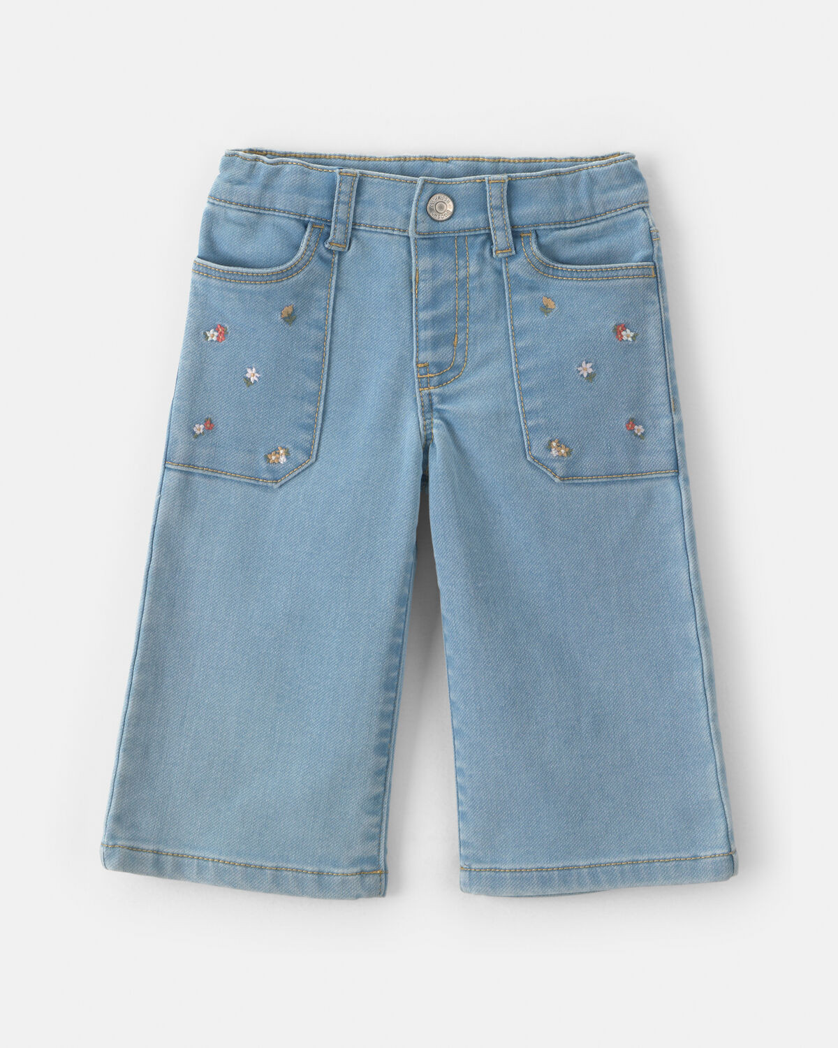 Baby Girl Floral Embroidered Wide-Leg Jeans - Light Wash | Carter's Inc