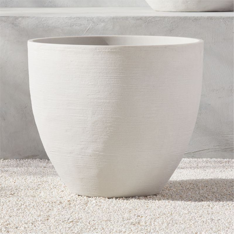 Castino Medium White Modern Outdoor Stone Planter + Reviews | CB2 | CB2