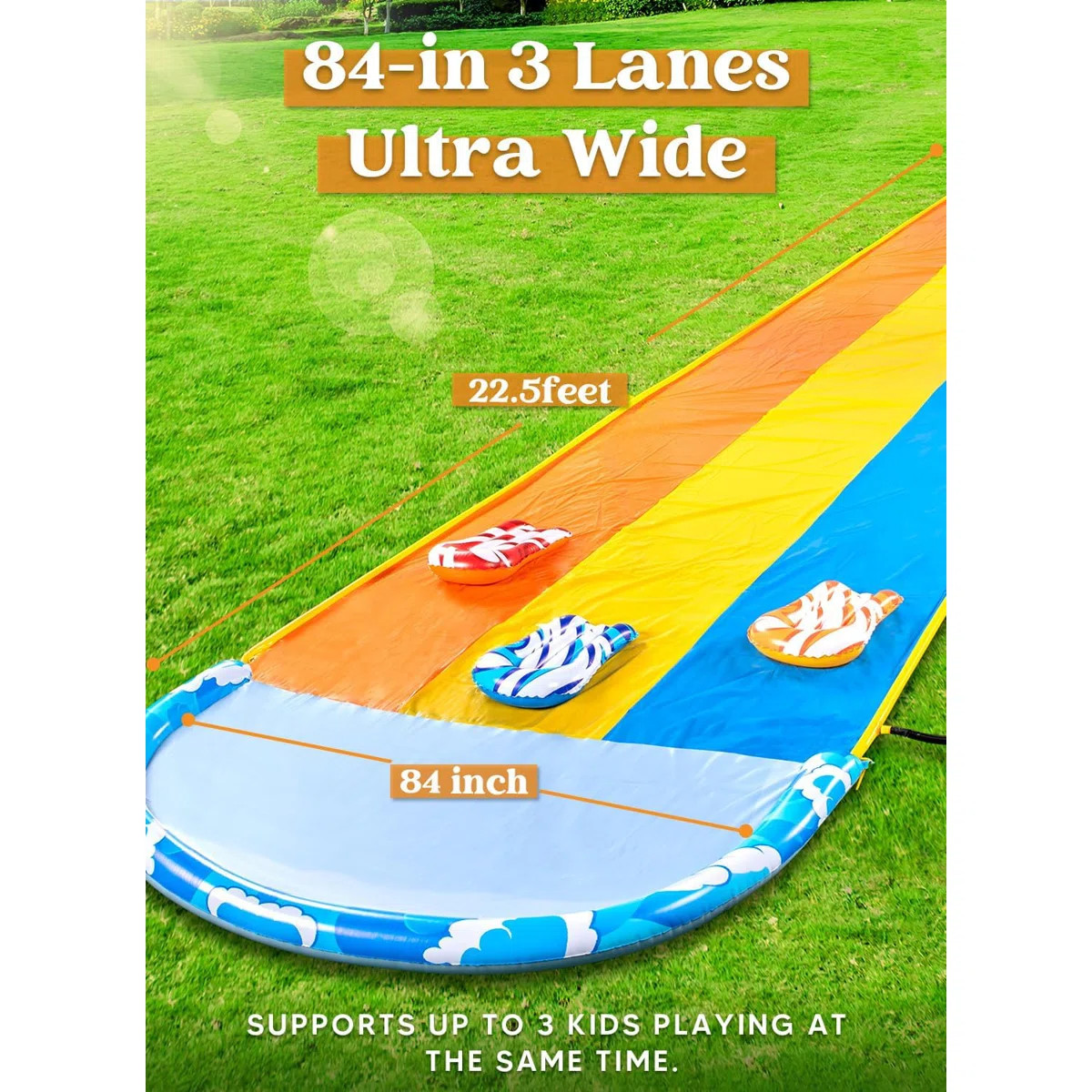22.5ft Triple Water Slide with 3 Body Boards and Slip Sprinkler for Kids Adults Backyard Summer O... | Wayfair North America