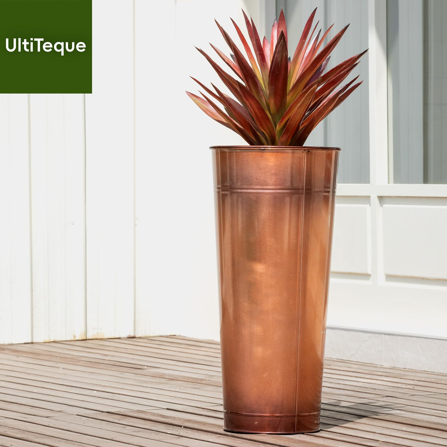 28in Handcrafted Tall Copper Metal Vintage Lightweight Planter Set porches/Indoor/Outdoor/terrace... | Amazon (US)