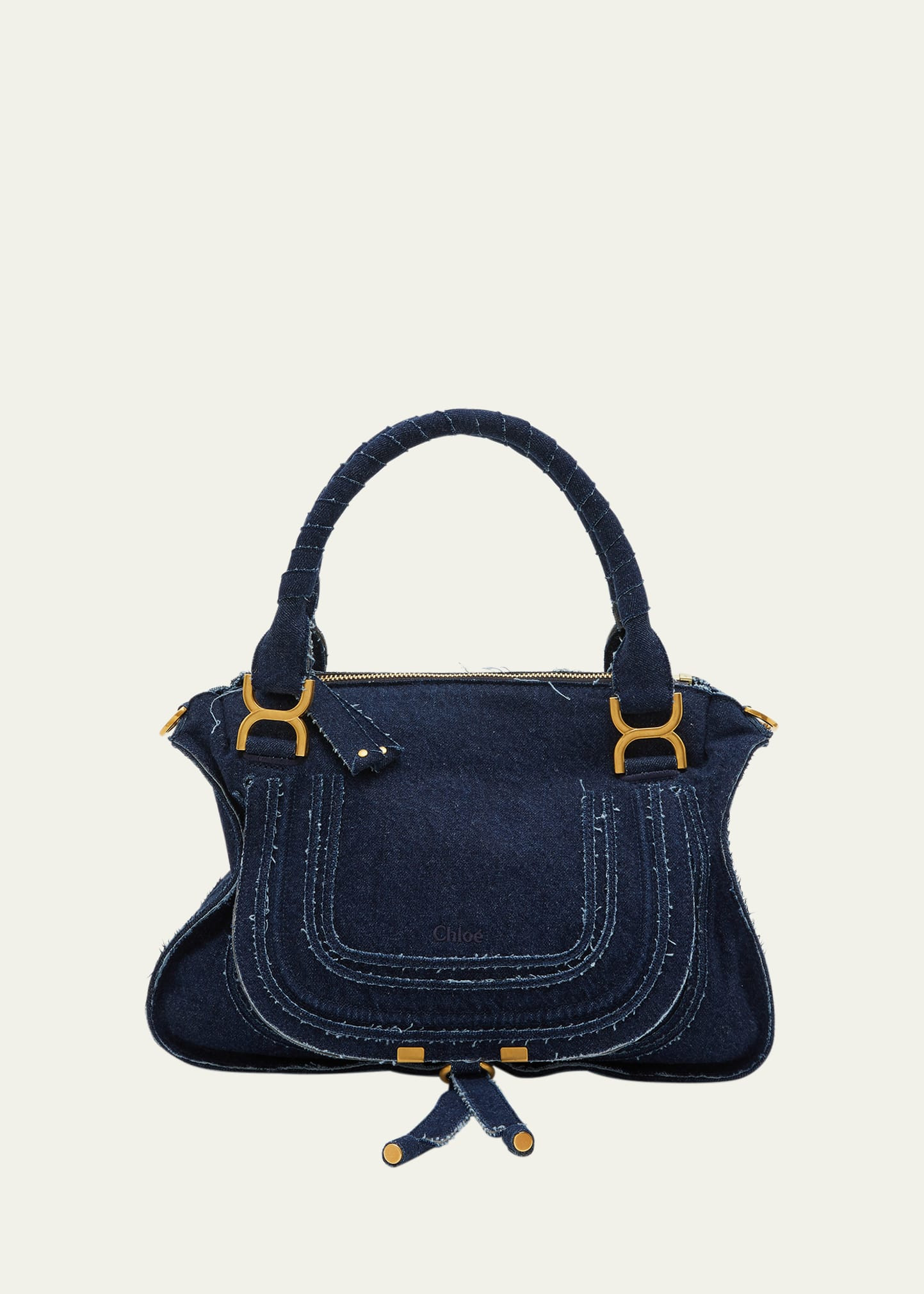 Chloe Marcie Medium Denim Satchel Bag | Bergdorf Goodman