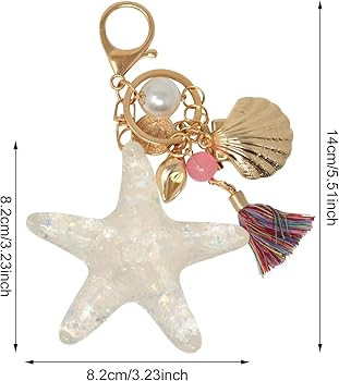 Honbay 1PCS Starfish Keychain Shell Conch Charm Pendant Keyring Fishion Tassel Key Fob Acrylic Al... | Amazon (US)