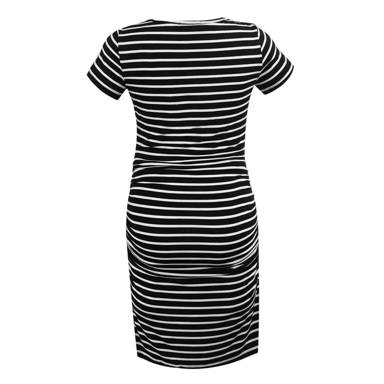 Smallshow Women's Short Sleeve Maternity Dress Clothes Ruched Pregnancy Bodycon Dress | Walmart (US)