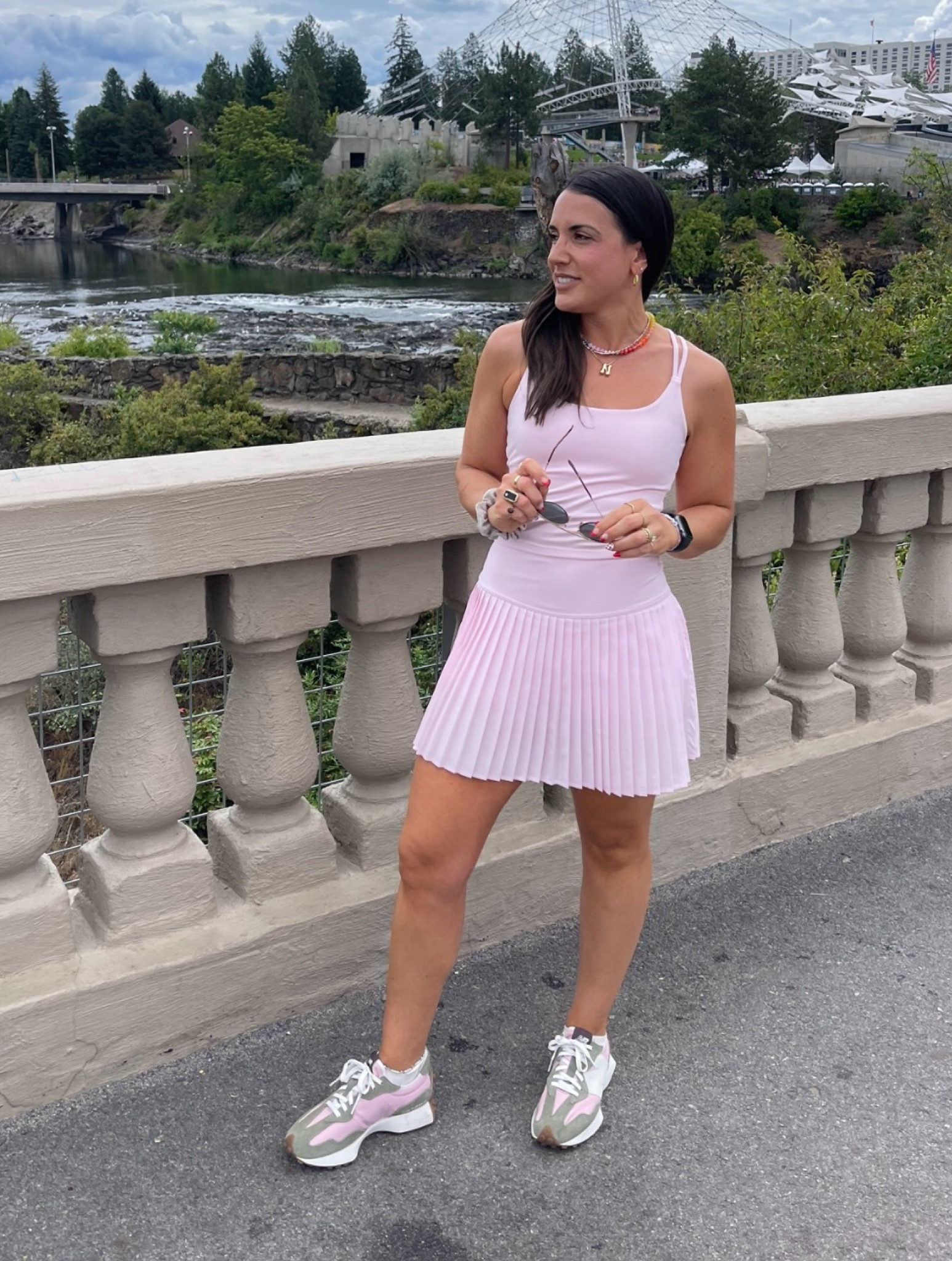 Fabletics find. 
Tennis set. 
Tennis skirt. 
Light pink athletic wear. 
Fitness apparel. 
New balance kicks. 
Feminine style. 
Affordable fitness  

#LTKFindsUnder50 #LTKActive #LTKSeasonal