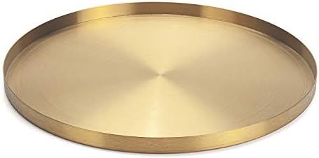 IVAILEX Gold Stainless Steel Round Jewelry and Make up Organiser/Candle Plate Decorative Tray (12... | Amazon (US)