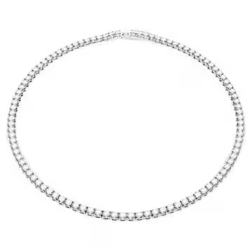 Matrix Tennis necklace, Round cut, White, Rhodium plated by SWAROVSKI | SWAROVSKI