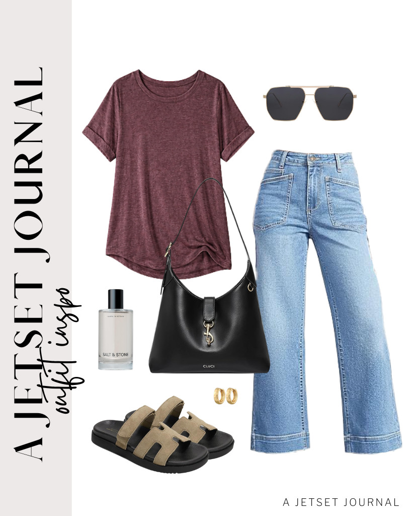 For this wine-red T-shirt and Cicy Bell jeans combo, Project Cloud slides are perfect! You can add this CLUCI purse and sunnies to style this look.

#LTKSeasonal #LTKSaleAlert #LTKTravel
 

 