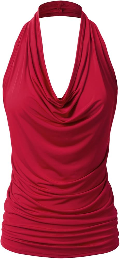 EIMIN Women's Casual Halter Neck Draped Front Sexy Backless Tank Top (S-3XL) | Amazon (US)