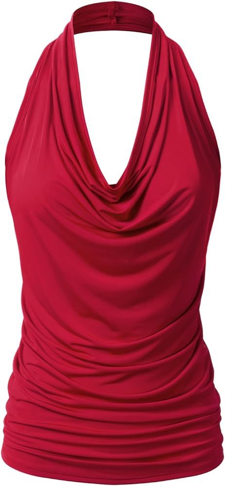 EIMIN Women's Casual Halter Neck Draped Front Sexy Backless Tank Top (S-3XL) | Amazon (US)