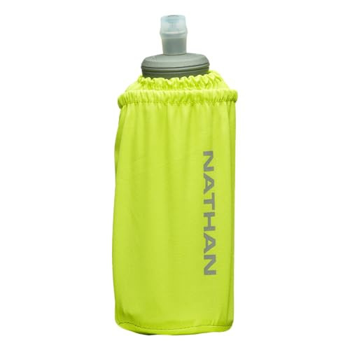 Nathan Handheld Soft Flask 18oz - Exo-Draw Insulated Collapsible Bottle - Grip-Free Strap & Rigid ExoSpine for Comfort/Support - Breathable Mesh Strap - Ideal Running/Hiking, Pinnacle, Lime Green | Amazon (US)