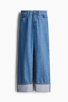 Jeans met brede omslag - Denimblauw - DAMES | H&M NL | H&M (DE, AT, CH, NL, FI)
