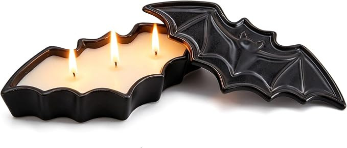 DN DECONATION Halloween Decorations Indoor, Bat Jar Candles for Home Decor | Amazon (US)