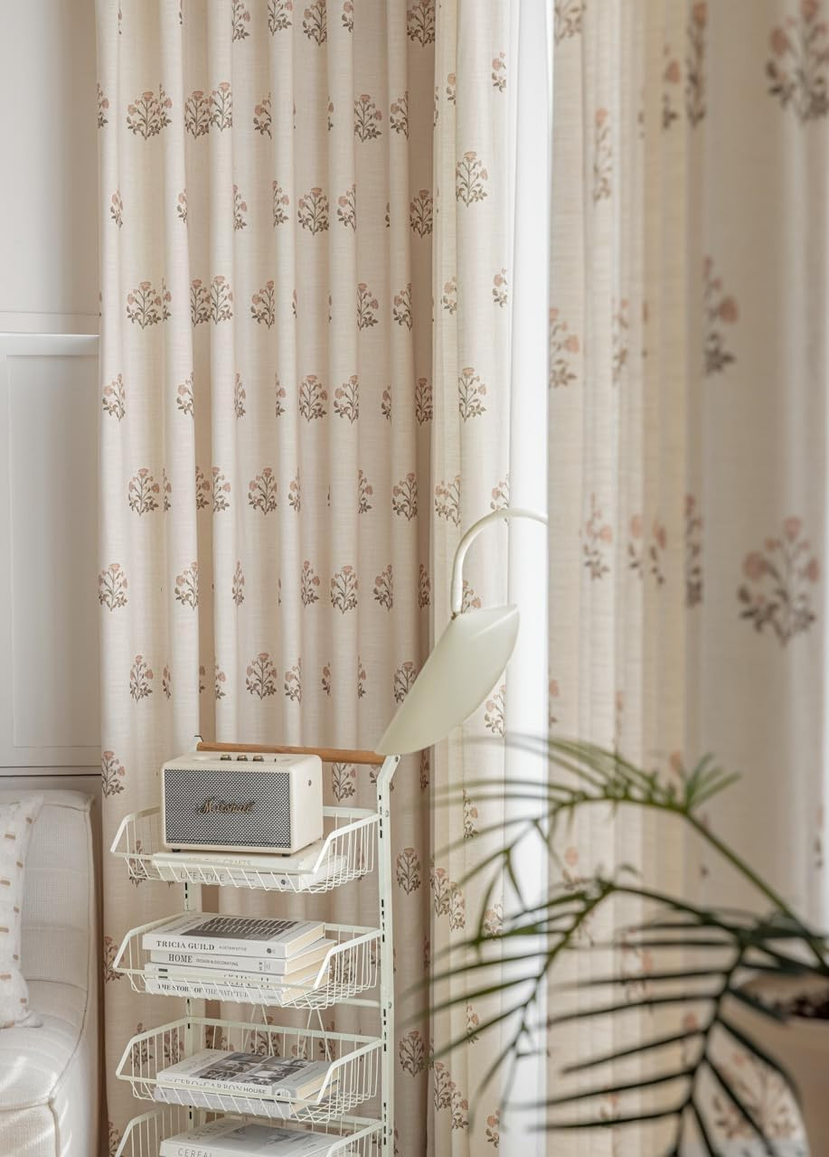 Linen Blend Pinch Pleat Curtains for Living Room, Dining Room, Bedroom(Beige White, 1*(52" Wx96 L... | Amazon (US)