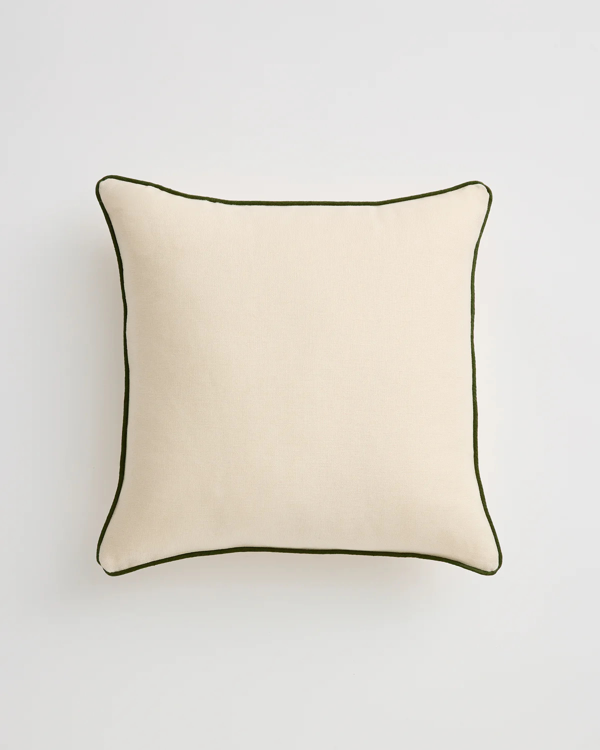 Crème & Olive 100% French Flax Linen Piped Cushion Cover | Bedthreads US
