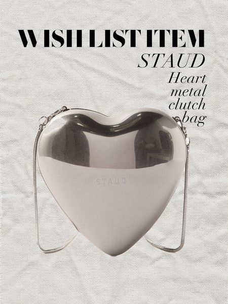 Hearts are definitely one of the biggest motifs of the season, and heart handbags are definitely having a moment. This silver minaudière version from STAUD is a beauty 🩶
Heart metal clutch bag in silver | Heart Bag | Silver bag | Chain strap bag | Wedding guest bag | Designer handbag 

#LTKwedding #LTKFind #LTKitbag
