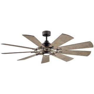 KICHLER Gentry 65 in. Integrated LED Indoor Anvil Iron Downrod Mount Ceiling Fan with Light Kit &... | The Home Depot
