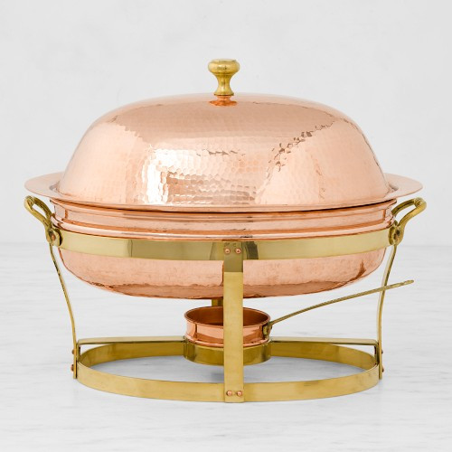 Williams Sonoma Oval Copper Chafing Dish, 2 1/2-Qt. | Williams-Sonoma