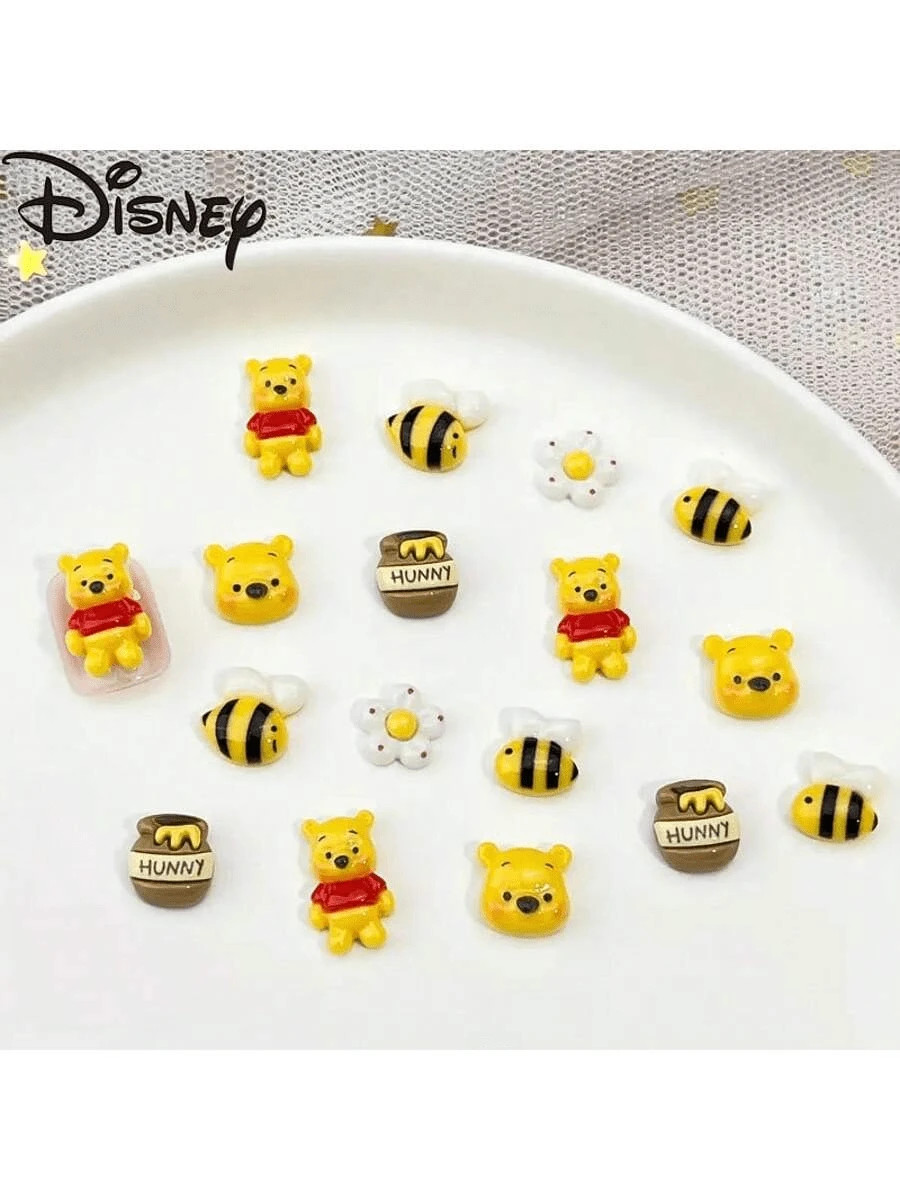 Disney 20pcs/60pcs Winnie The Pooh Cartoon Nail Art Decorations, Cute 3D Bee, Flower, Cream, Tree Resin DIY Nail Jewelry | SHEIN