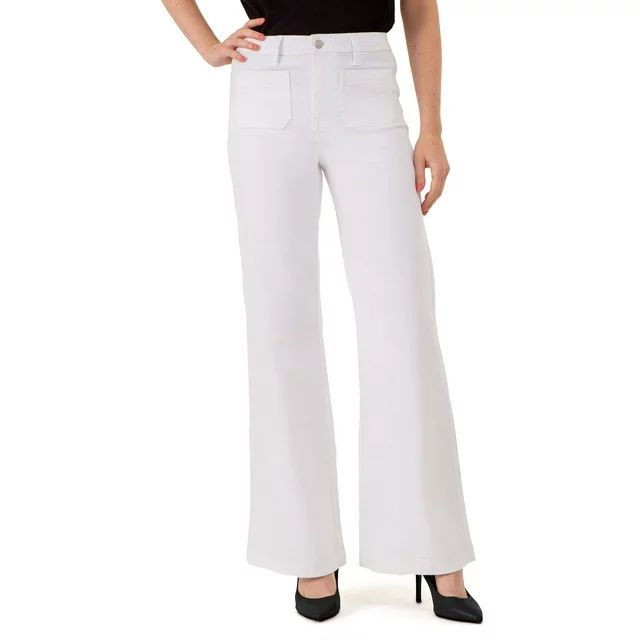 Jordache Women’s Patch Pocket Wide Leg Jeans, Sizes 2-22 | Walmart (US)