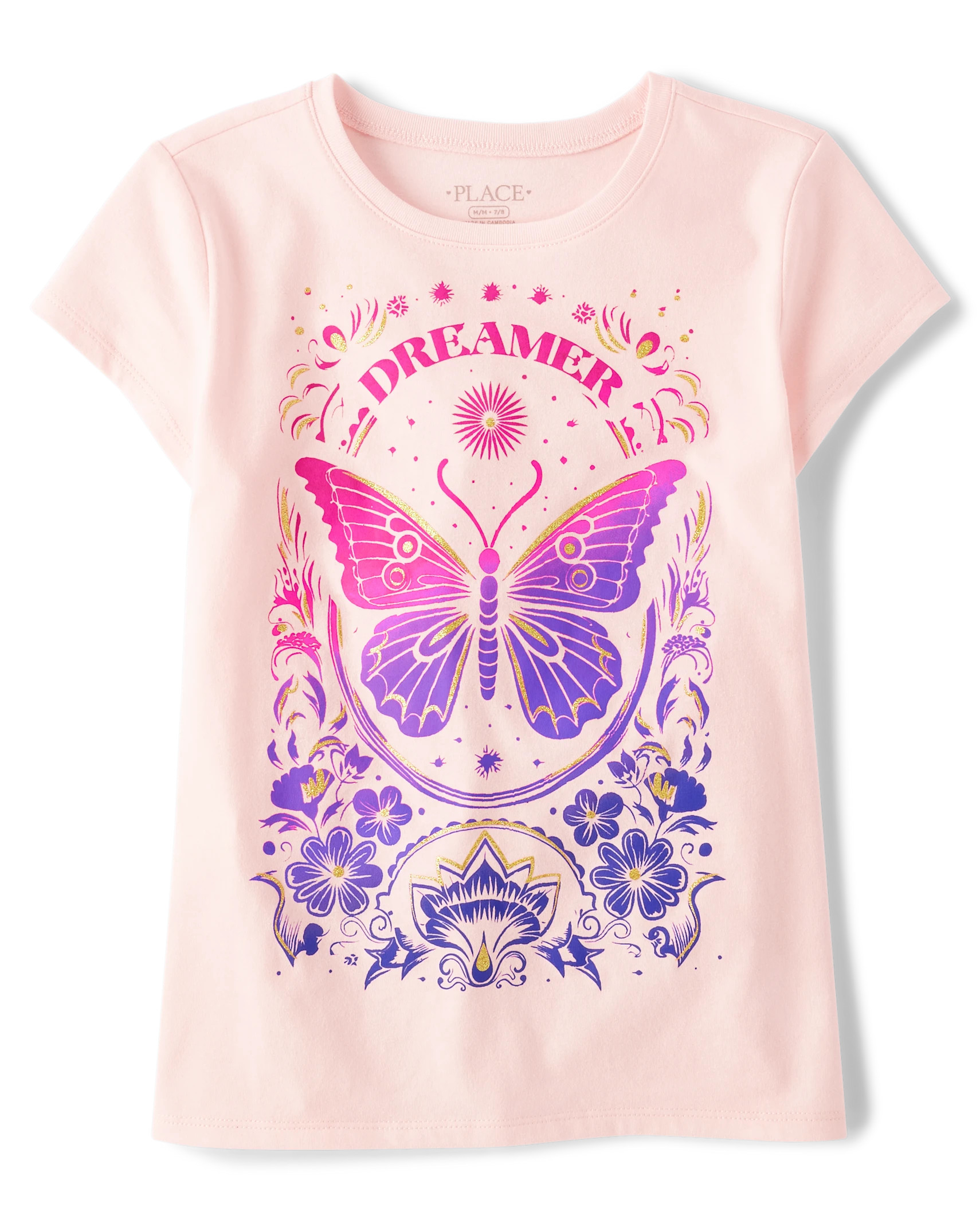 Girls Dreamer Butterfly Graphic Tee - petal | The Children's Place