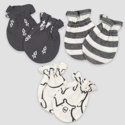 Gerber Baby Boys' 3pk Bear Mittens - Black | Target