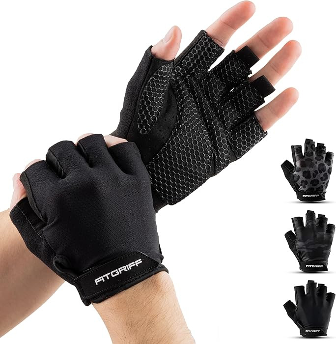 Fitgriff® Workout Gloves (Padded) for Men & Women - Fingerless Gym Gloves for Weight Lifting, Tr... | Amazon (US)