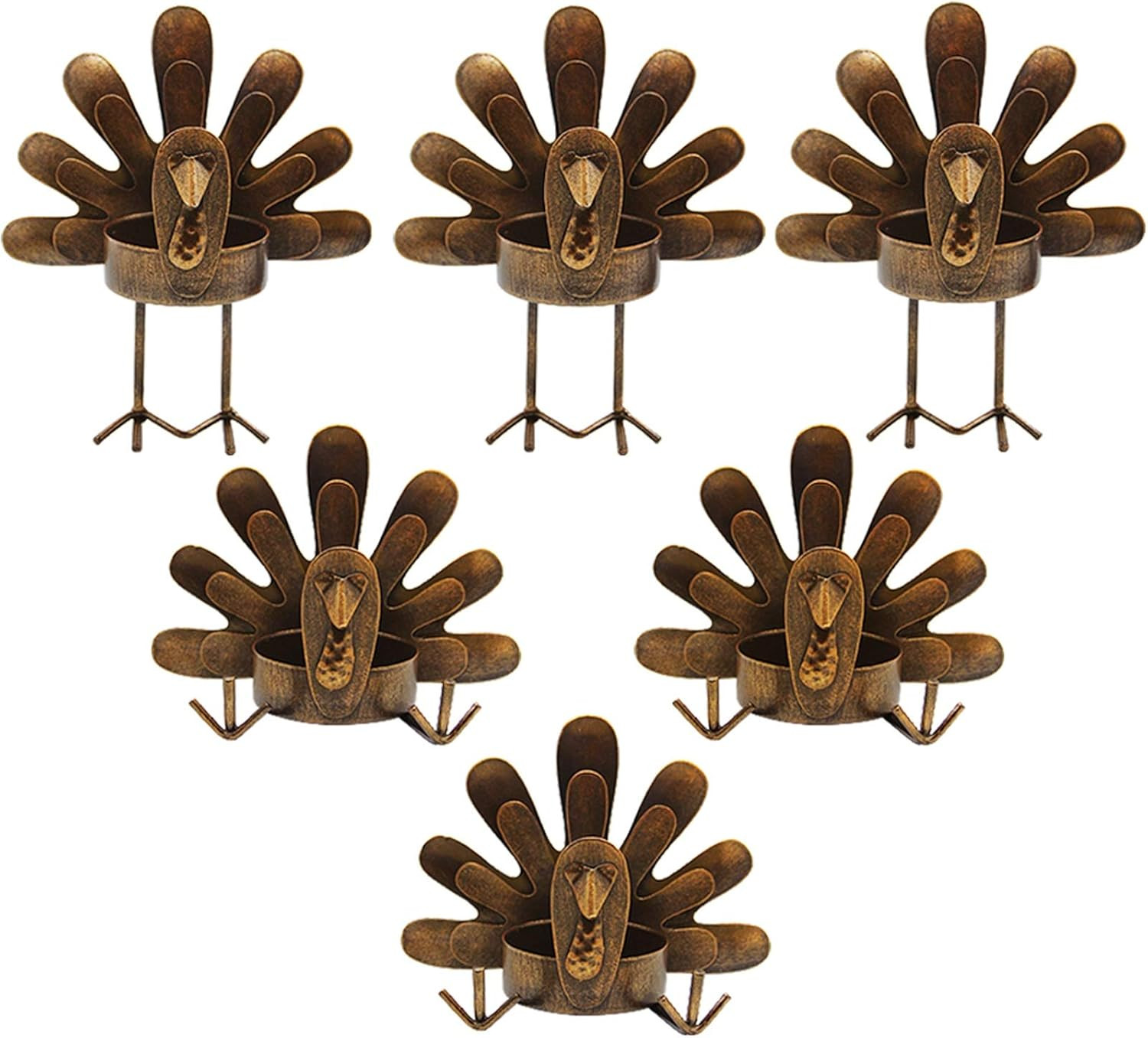 FORUP 6 Pack Metal Turkey Tea Light Candle Holders, Thanksgiving Decoration for Home, Turkey Cand... | Amazon (US)