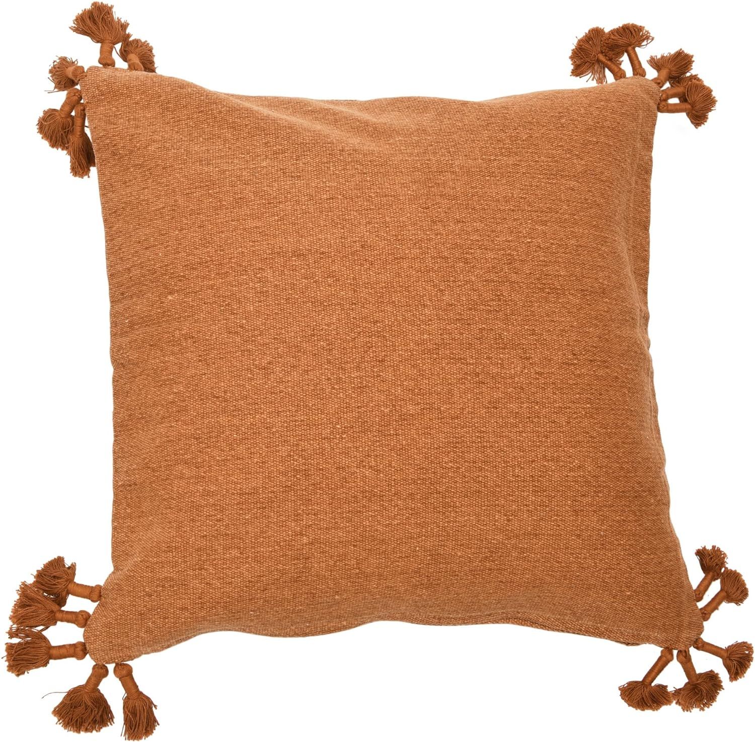 Creative Co-Op 20" Square Canvas Pillow Tassels Decorative Pillow Cover, Rust | Amazon (US)