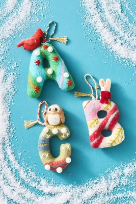 Forest Friends Monogram Wool Felt Ornament | Anthropologie (US)