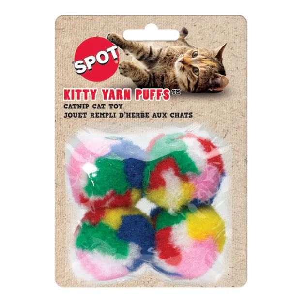 ETHICAL PET Kitty Yarn Puffs Small Balls Cat Toy with Catnip, Color Varies, 1.5-in, 4 count - Che... | Chewy.com