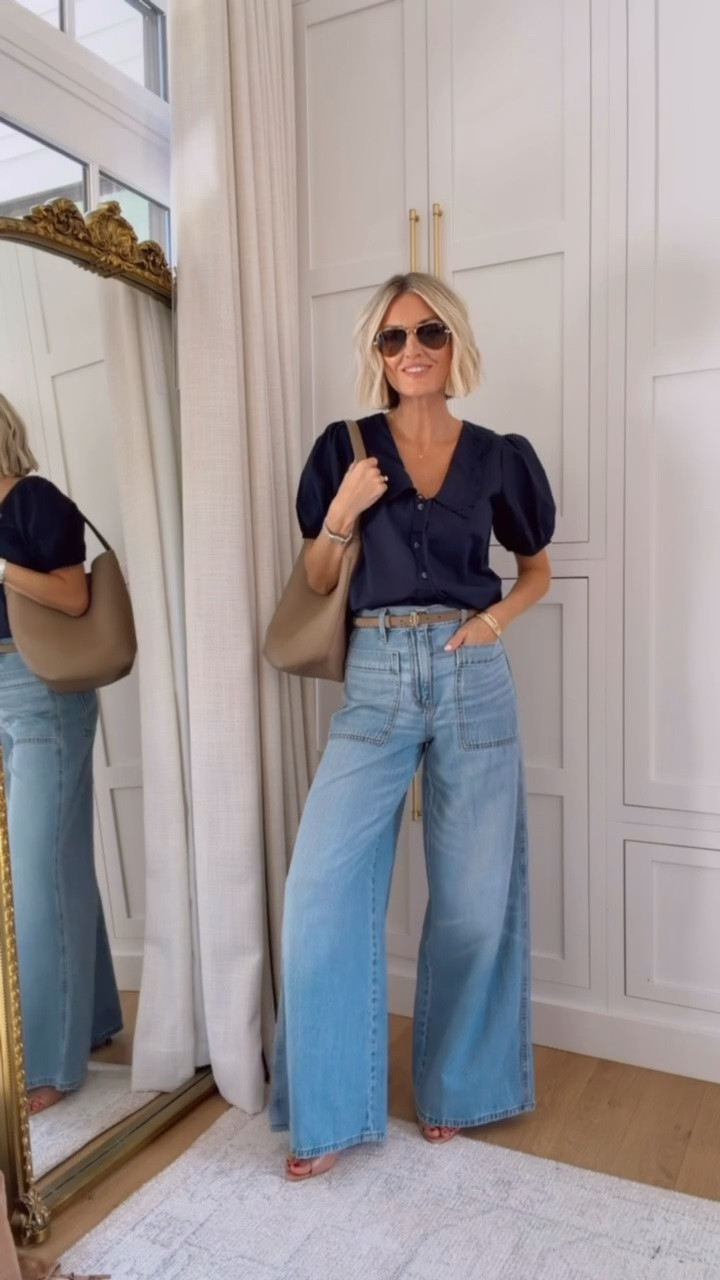 Truly any top looks good with these jeans! I just tucked this blouse in in the front, added a belt and some heels! So cute! Wearing XS/2!

Loverly Grey, fall outfit, fall look, Target, wide leg jeans, blouse, Ann Taylor

#LTKSeasonal