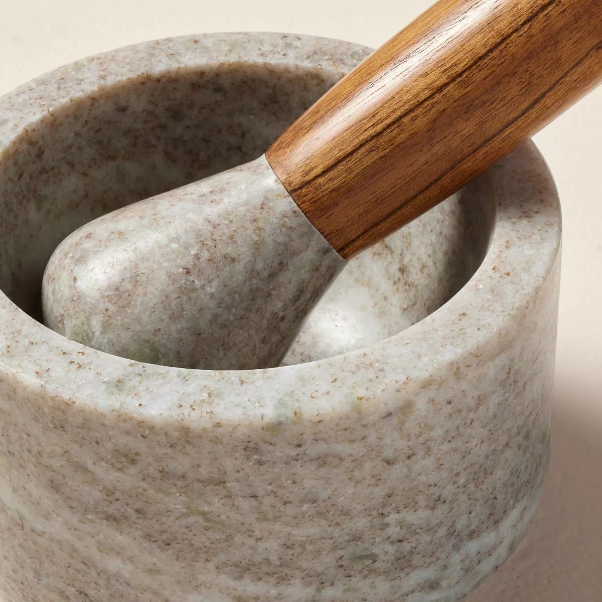 2pc Marble & Wood Mortar and Pestle Set Warm Gray - Hearth & Hand™ with Magnolia | Target